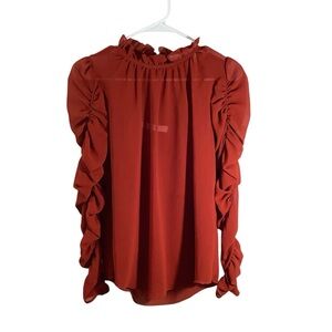 See By Chloe Rust Runched Top Long Sleeve